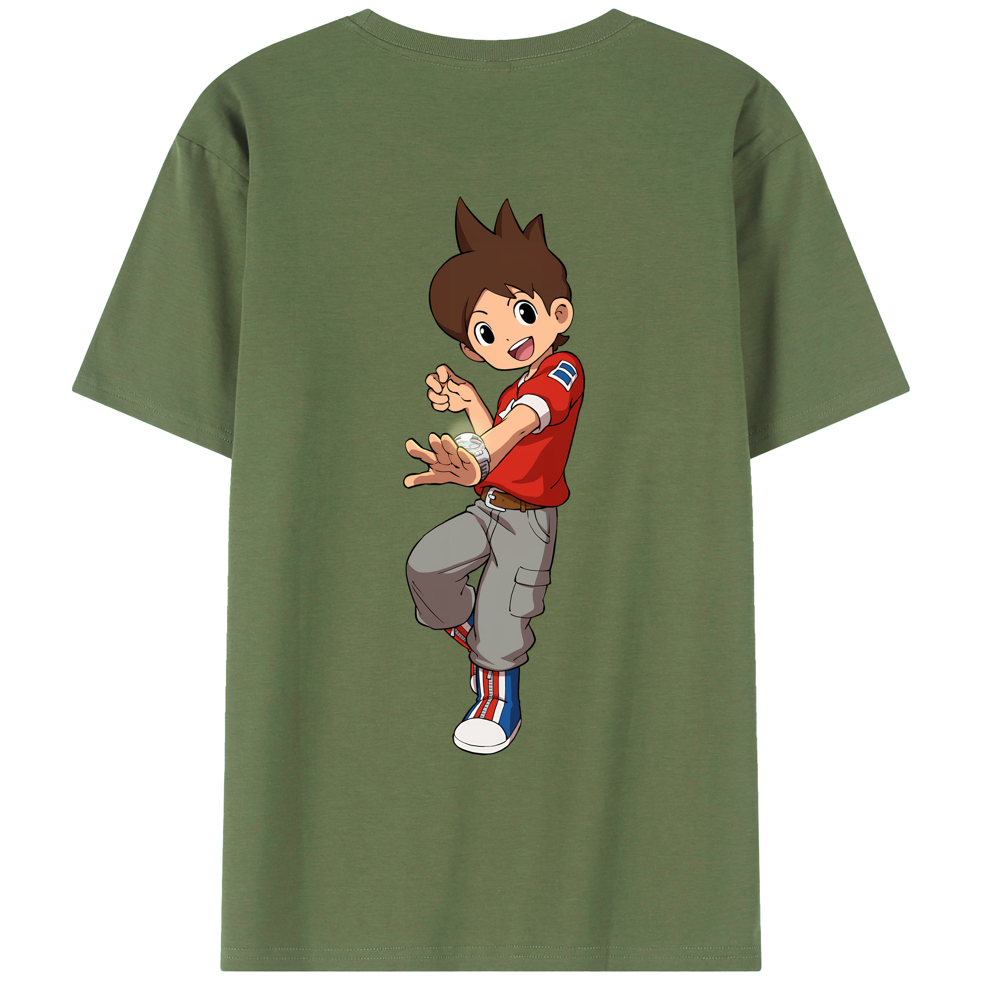（画像用） 妖怪ウォッチ Yo-kai Watch 綿100％ メンズ半袖Tシャツ（バックプリント） 通気性